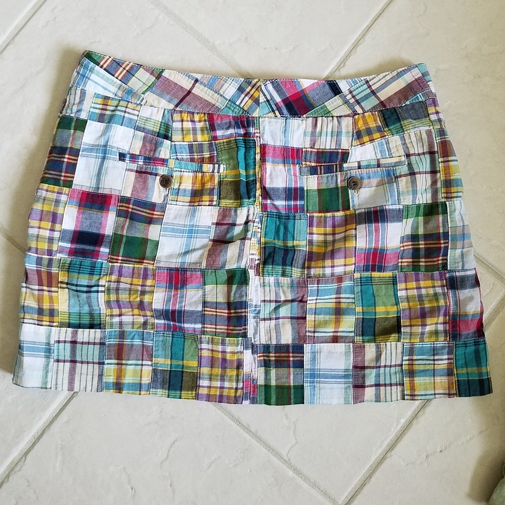 J. Crew Multicolor Plaid Patchwork Mini Skirt